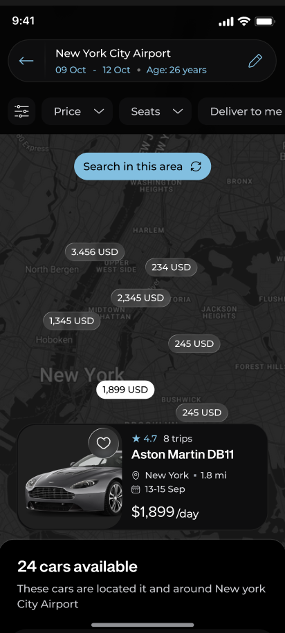 Drive Exotiq App - Map Search